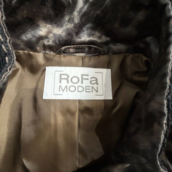 RoFa Moden Women's Metallic Leopard Print Jacket Size 16 Zip-Up Utility Style - Picture 3 of 7